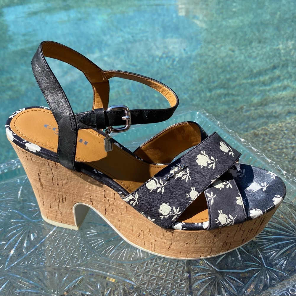 Coach Queen Calico Platfotm Sandal Wedge Heels Size 7